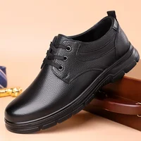 Casual Middle-Aged And Elderly Men's Leather Shoes 2024 New Anti-Slip Business Footwear Breathable Rubber Sole Winter Season