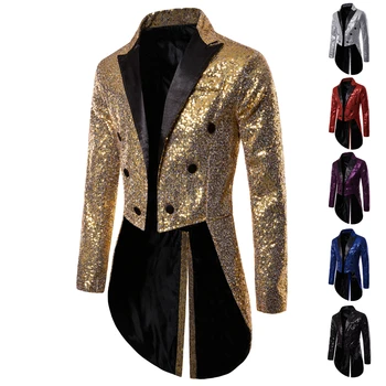 Men Shiny Sequin Glitter Embellished Blazer Jacket Men Nightclub Prom Suit Blazer Costume Homme Singers Stage Clothes Tuxedo new 1