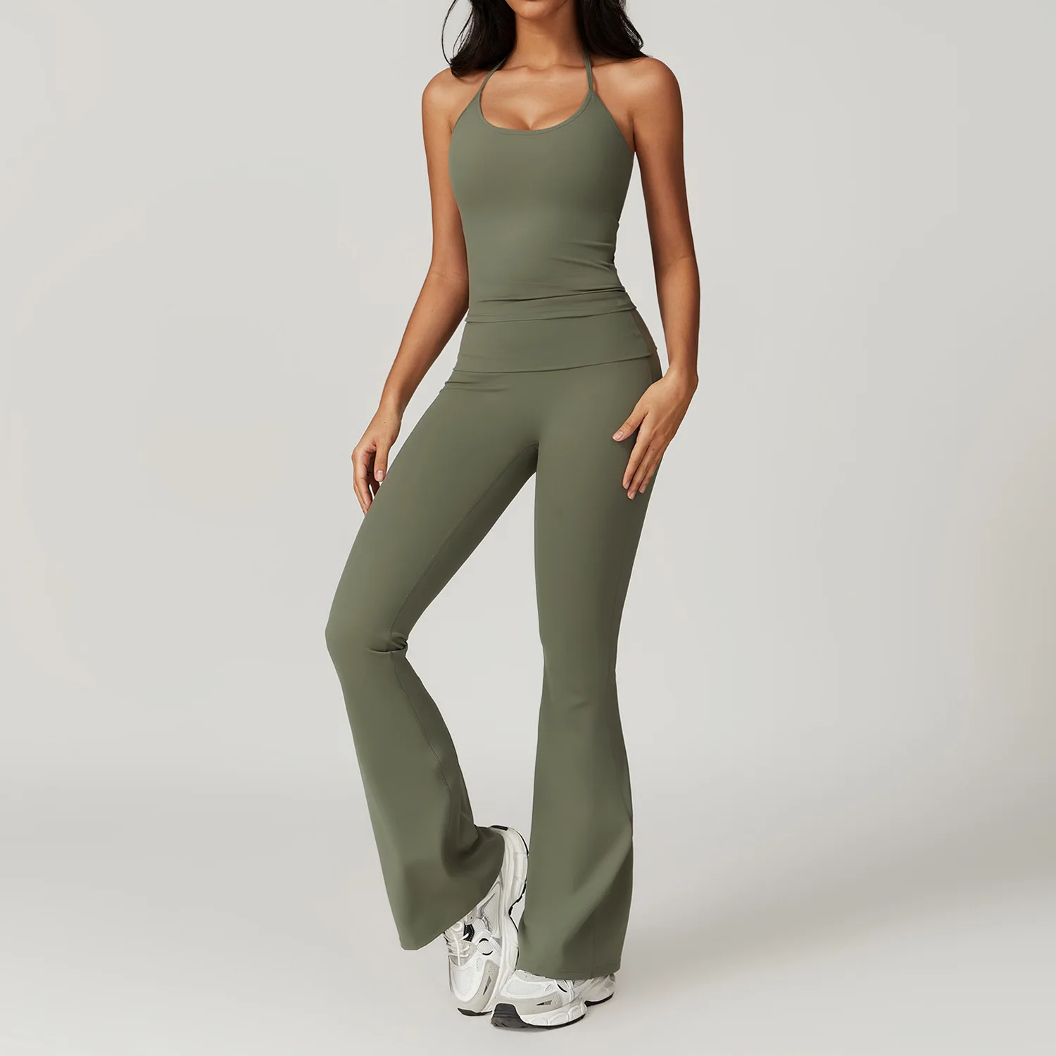 Women Clothes Yoga Set 2 Pieces Workout Tracksuit Sportswear Gym Clothing High Waist Bell Bottoms Fitness Leggings Sports Suits yoga set sports set gym workout set sportswear set fitness set yoga pants set