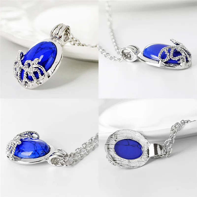 Film The Vampire Diaries Necklace Vintage Katherine Pendant Fashion Movie Jewelry Cosplay For Women Lapis Lazuli Pendant 5