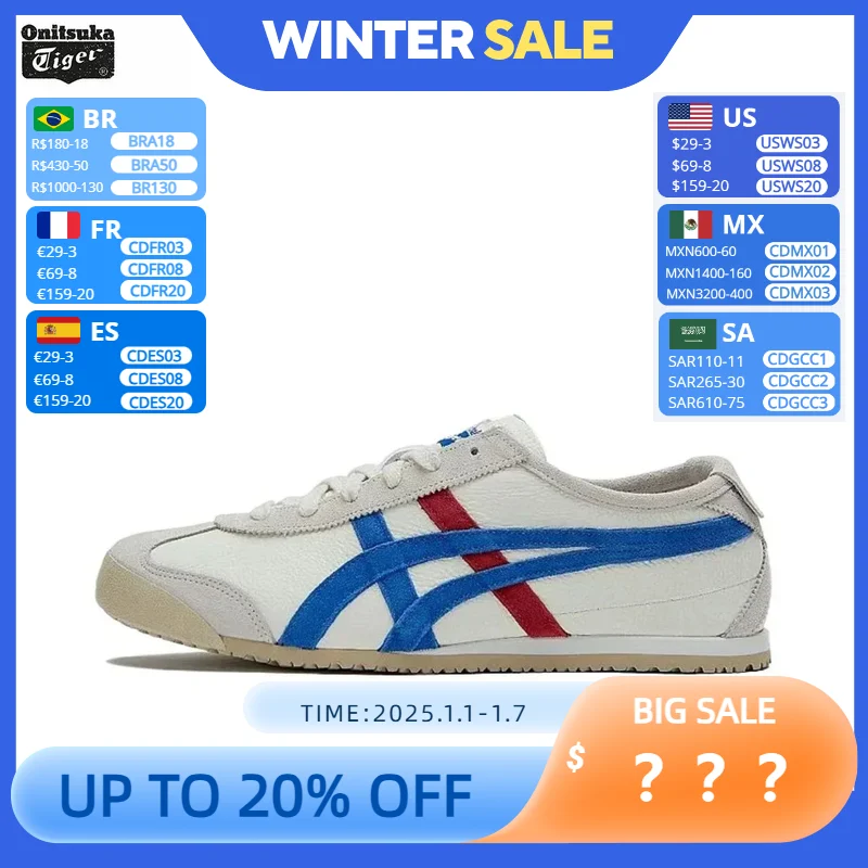 Sports Shoes Asics Onitsuka Tiger Men and Women Mexico 66 Slip-on Running Shoes Lightweight breathable