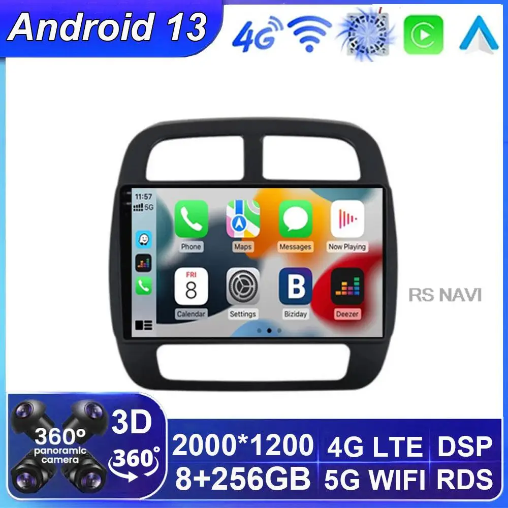 

Android 13 For Renault KWID K-ZE 2018 2019 Car Player Navigation GPS WIFI Radio Stereo Video Multimedia Carplay Auto 360 Camera