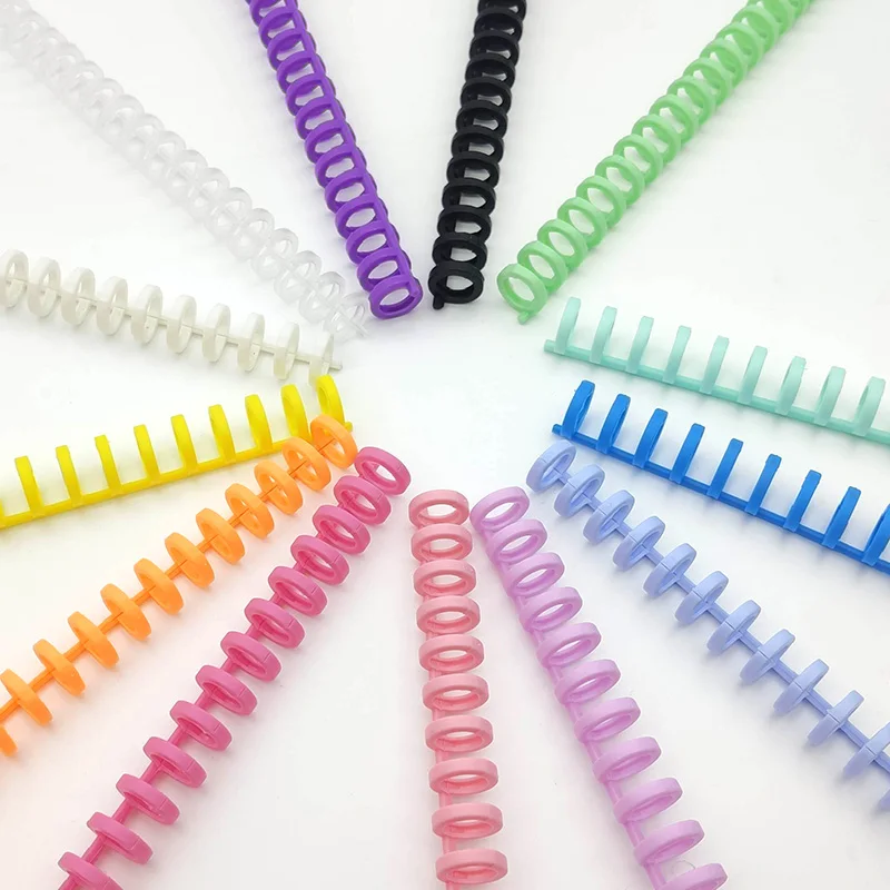10pcs 10mm Detachable Buckle Loose-leaf Binding Strip 30-hole Opening And Closing Ring Coil DIY Binding Strip Plastic Binder 10 pcs set good quality plastic ring binder 15 24mm diy albums loose leaf book hoops opening office binding photo album supplies