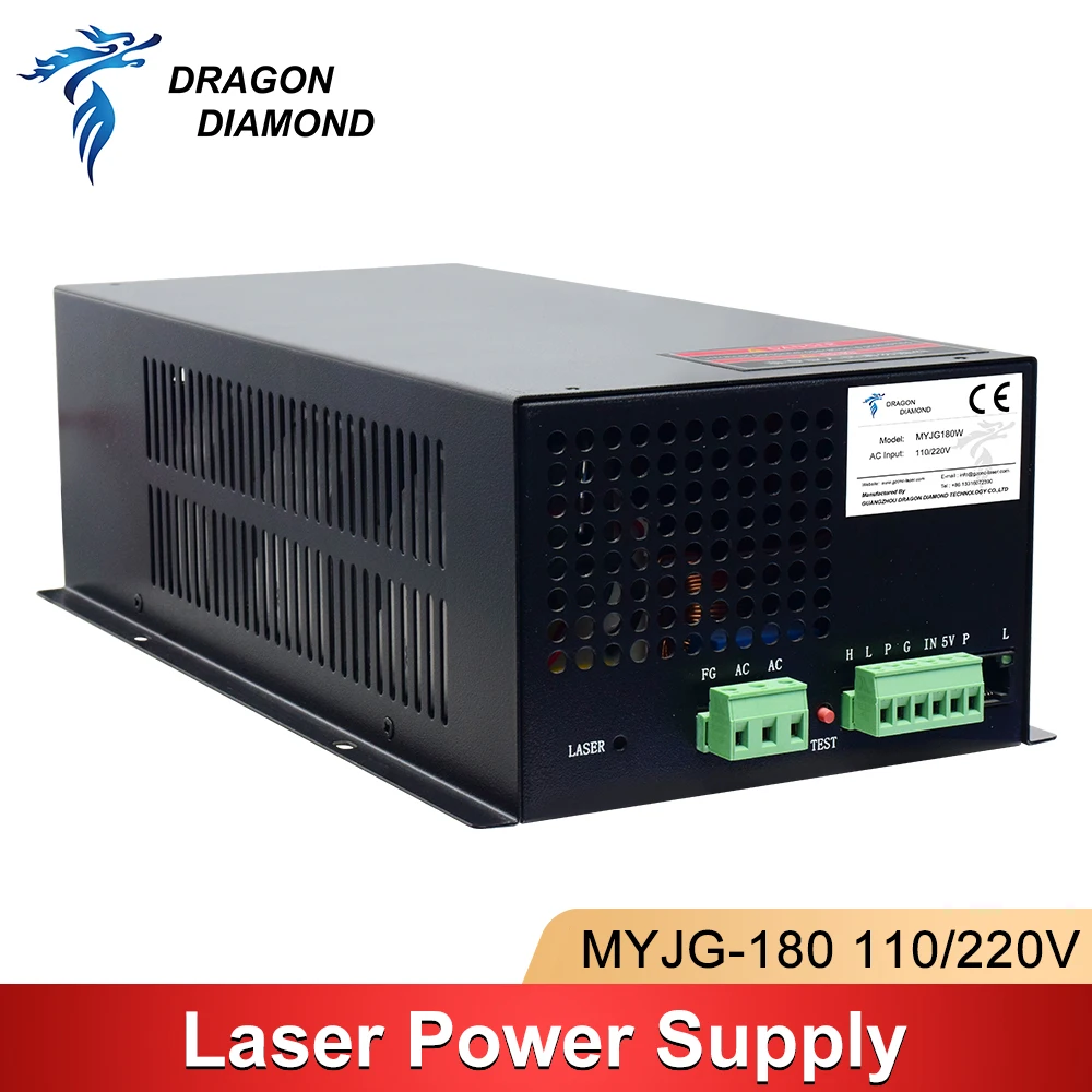 MYJG 150-180W CO2 Laser Power Supply For 100-180W  M180 Co2 Laser Tube For Co2 Laser Engraving Cutting Machine hunst myjg 50w 60w co2 laser power supply 110v 220v laser generator for 40 70w engraving cutting machine glass tube