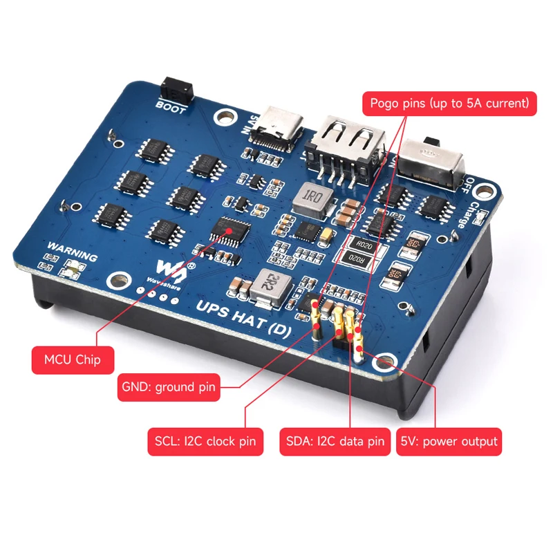 Fonte de Alimentação Ininterrupta Raspberry pi Ups Suporte Hat 21700 li Bateria 5v Pogo Pins Connector Gestão de Caminho Dinâmico - Imagem 2