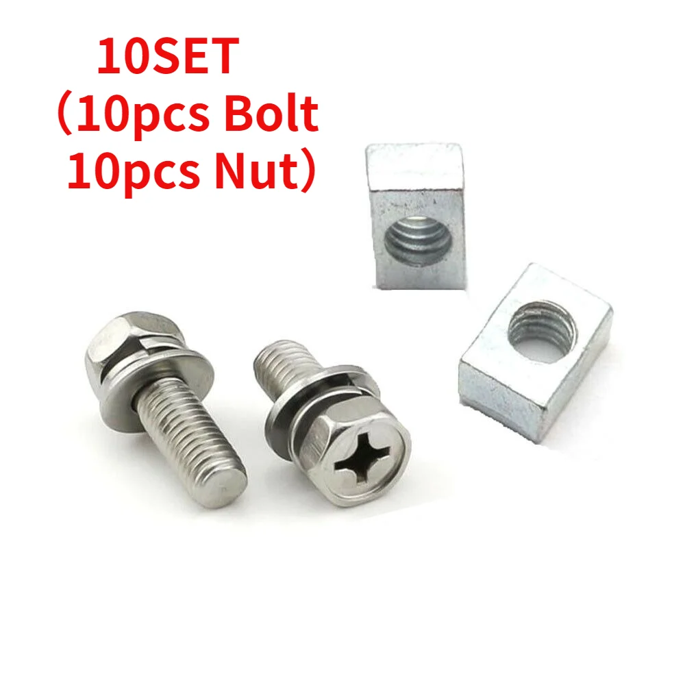 10set 20pcs Battery Bolts And Nuts Battery Terminal M6 X16mm 304