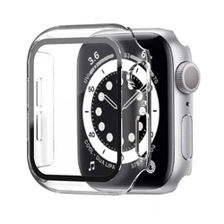 Premium Glass Cover & Screen Protector for Apple Watch - Durable PC Bumper Enclosure (Transparent 19)