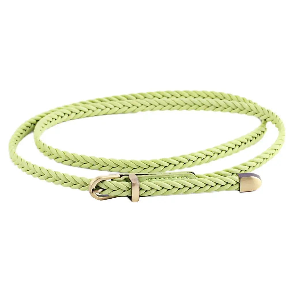 

Женский Плетеный узкий ремень из искусственной кожи ярких цветов с тонкой пряжкой ремень женский декоративный пояс для джинсов