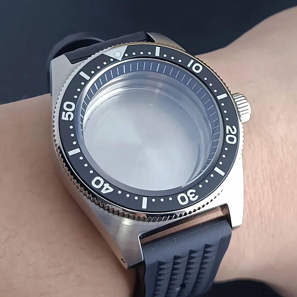 

40.5mm silvery / black steel case fit NH34 NH35 NH36 movement case Sapphire Crystal Glass case SNE case 20mm strap Wacth Box