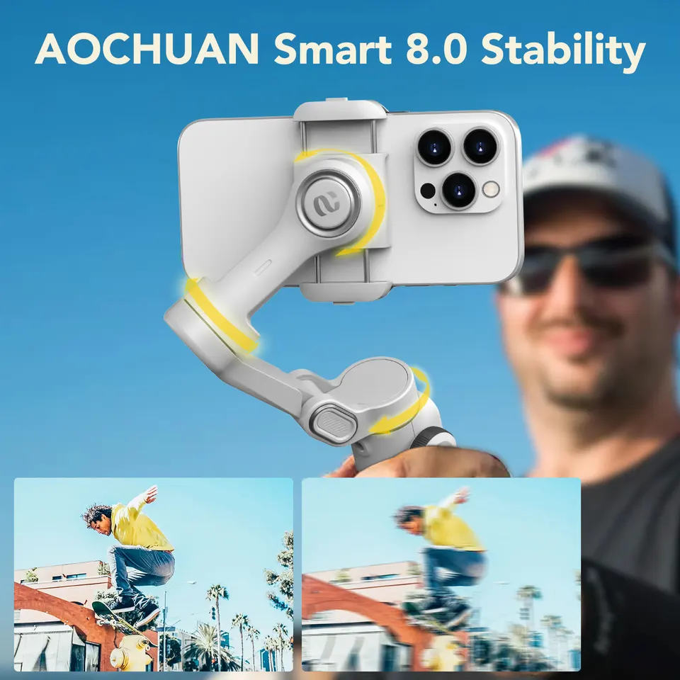 AOCHUAN Gimbal Stabilizer For Smartphone With RGB Magnetic Fill Light Foldable IPhone Gimbal For With Face Tracking Vlog Recording Function Smart X – Buy The Best Products In The Ayzeze Online Store - View #6