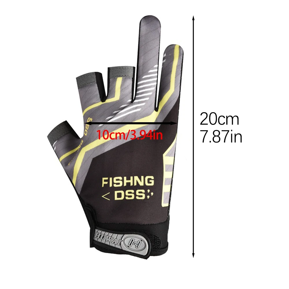 Summer Fishing Cycling Gloves Men Three Finger Cut Gloves for Fishing Sun Protection Anti-Slip Drive Breathable Thin