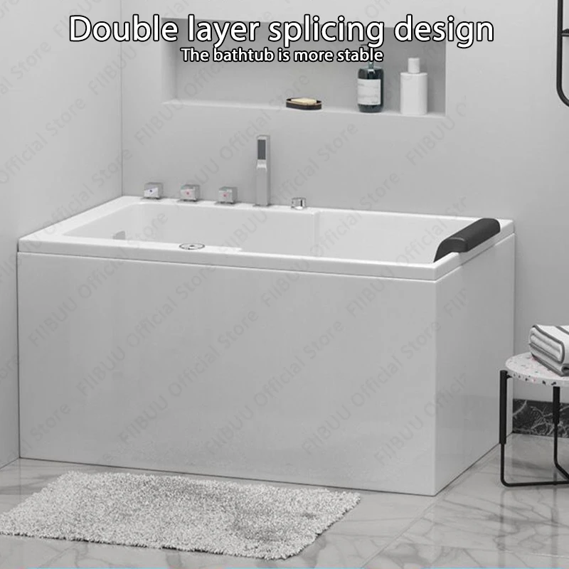 Premium Quality Household Bathtub Acrylic Tub With Dual-side Skirt Left Skirt, Multi Functional Soaking Bath, Bathroom Furniture