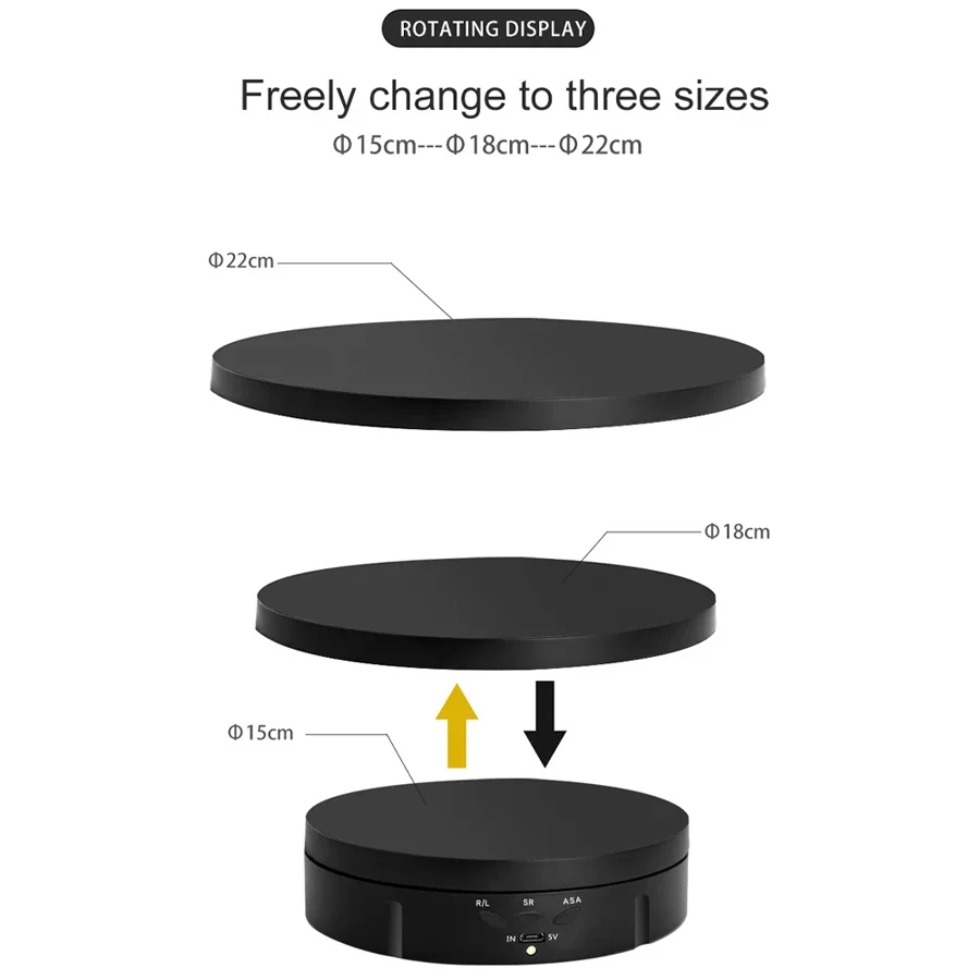 Rotating display stand 3 Speeds Electric Rotating 360&deg; Turntable Regulation USB Charge Display Stand For Video Shooting Prop Jewelry Shoes
