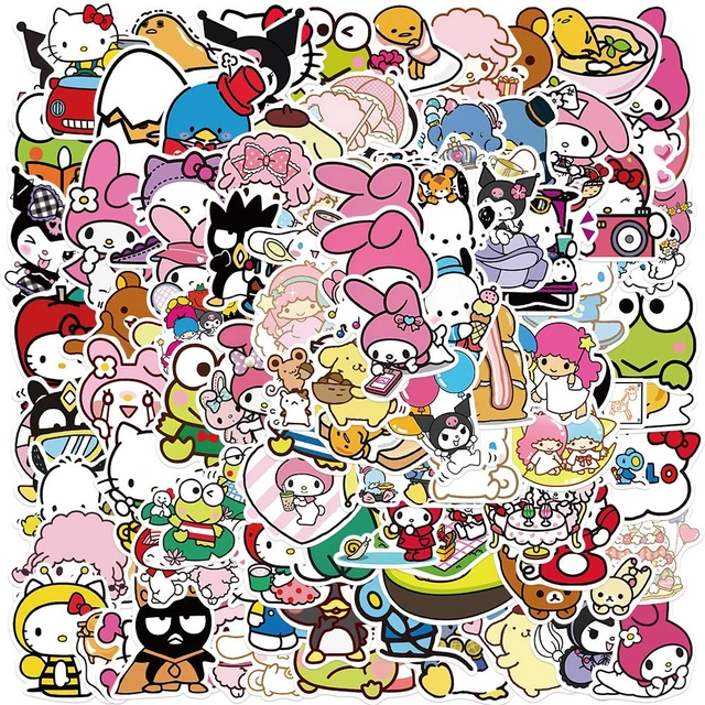 Pegatinas de dibujos animados de Hello Kitty Kuromi, 50/100 piezas,  impermeables, para monopatín, guitarra, Maleta