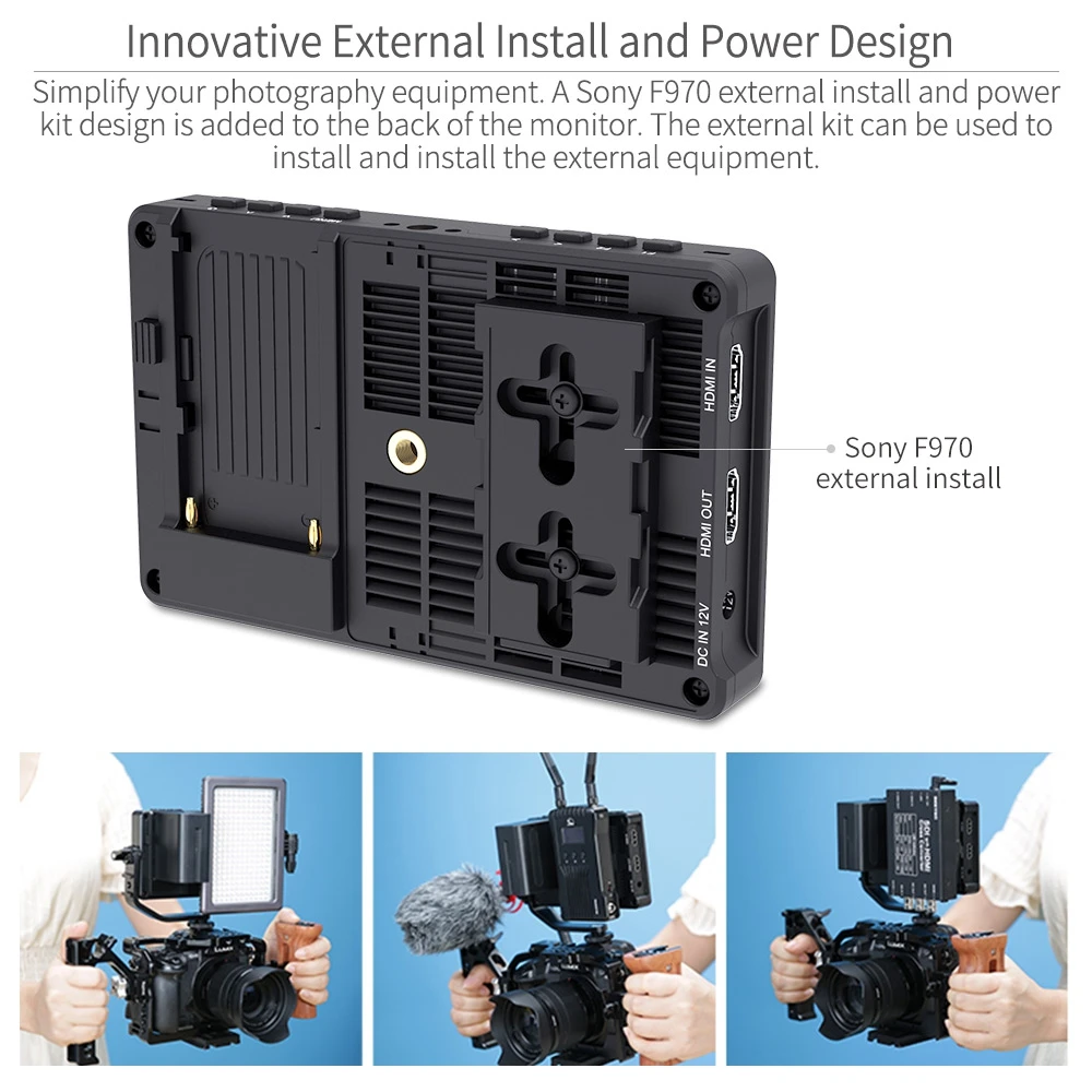 FEELWORLD F5 Pro V4 6 Inch Touch Screen Portable Monitor Camere DSLR 3D LUT Full HD 1920x1080 4K HDMI In Out F970 External Kit