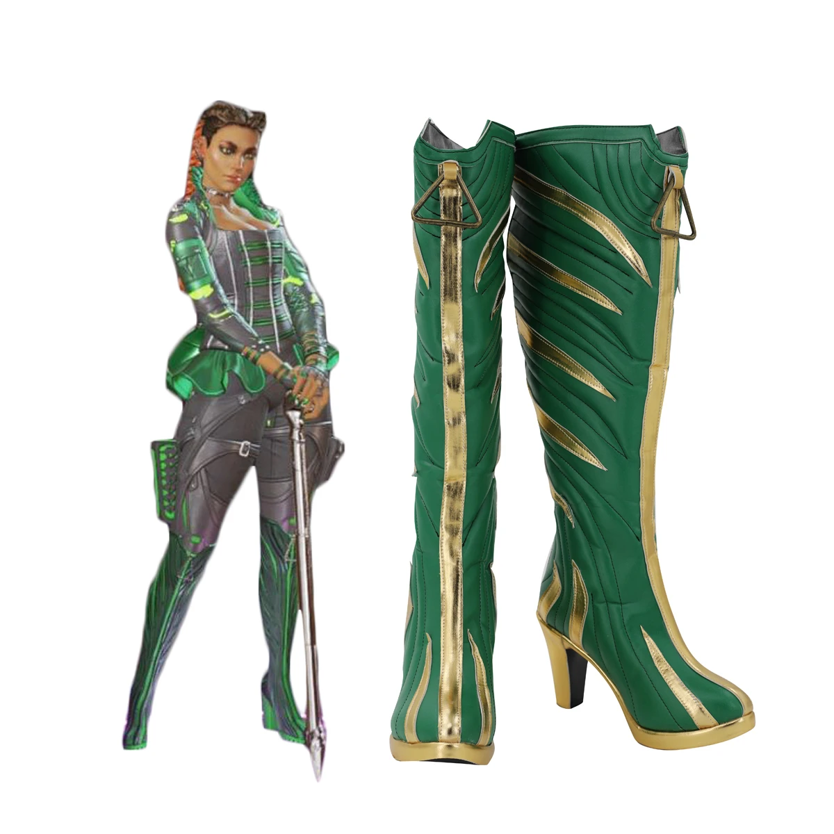 apex-legends-botas-de-cosplay-de-loba-andrade-zapatos-verdes-hechos-a-medida-tacon-alto