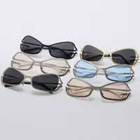 Lunettes de soleil vintage irrégulières Y2K pour femmes, nouvelle marque de mode en alliage hip hop œil de chat, lunettes de soleil punk hiphop uv400 6