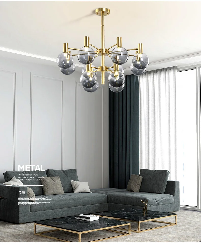 Modern Luxury Living Room LED Chandelier Simple Modern Home Dining Room Bedroom Lamp Nordic Novelty Cafe Chandelier Ceiling globe chandelier