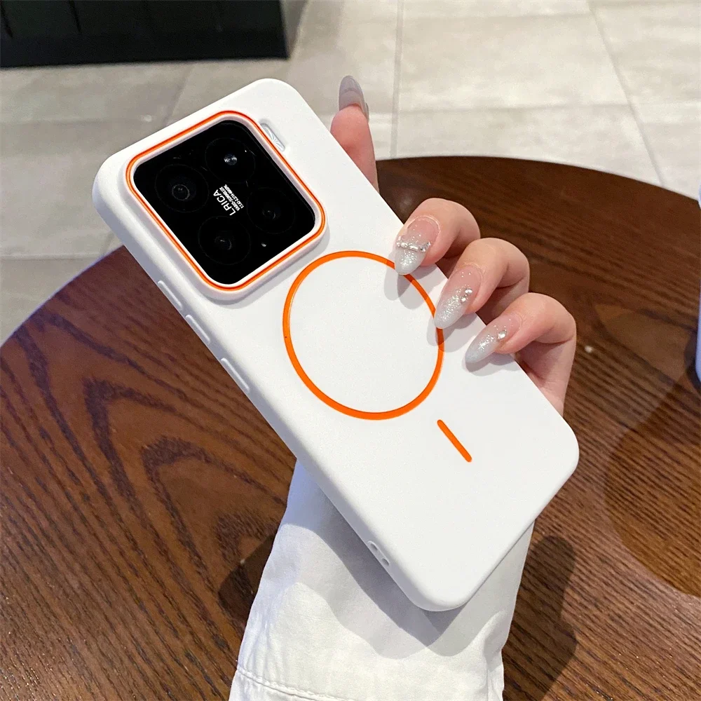Luxury Matte Magnetic Solid Phone Case with Wireless Charging and Shockproof Camera Protection