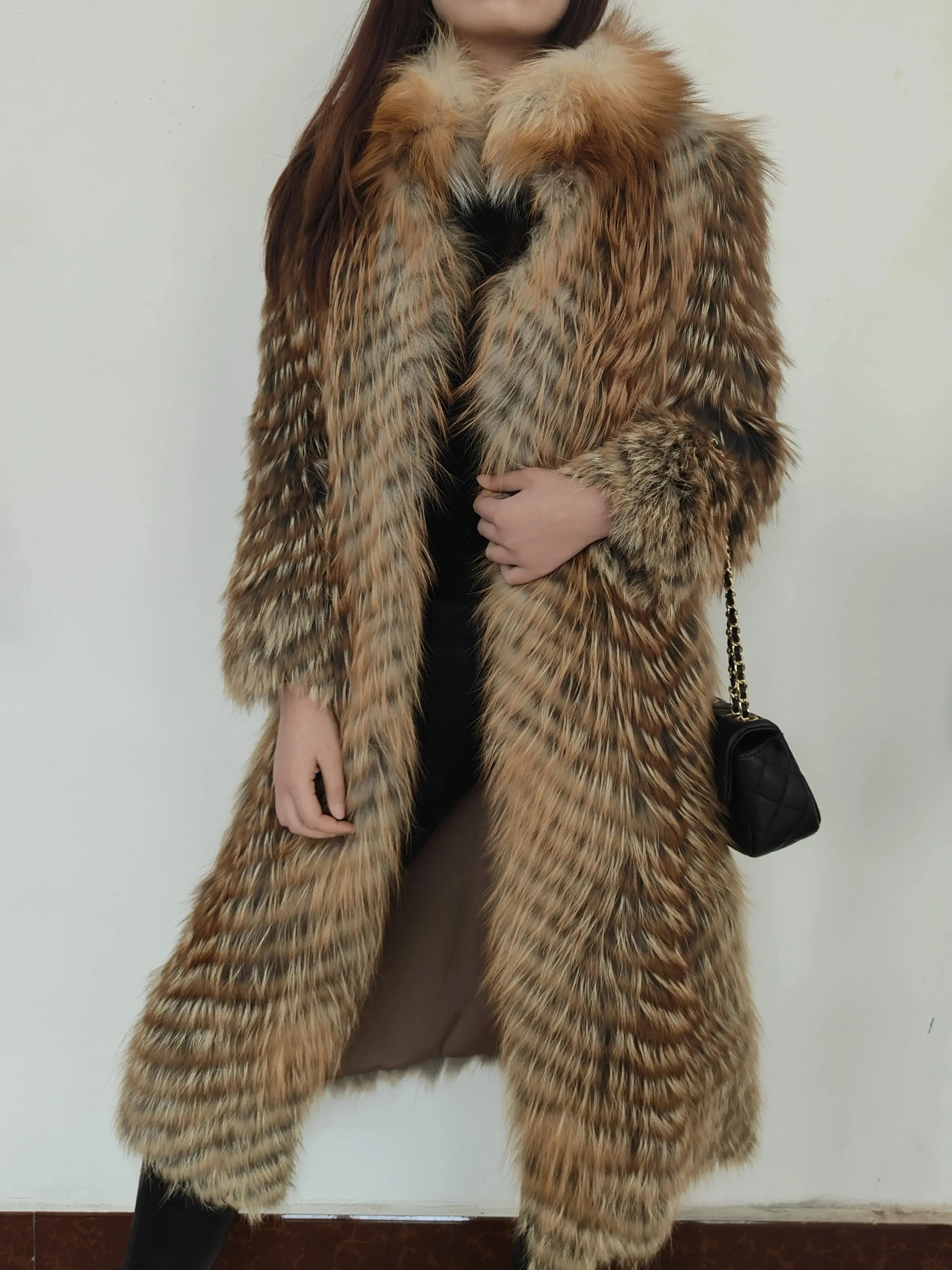 Winter Jacket Vest Luxury Long Furry Fur 100%Natural Real Fox Fur Overcoat For Women's Warm Coat Clothes For Women Round Neck 2023natural real fox fur overcoat women s warm winter jacket luxury furry fur coat autumn loose large big size