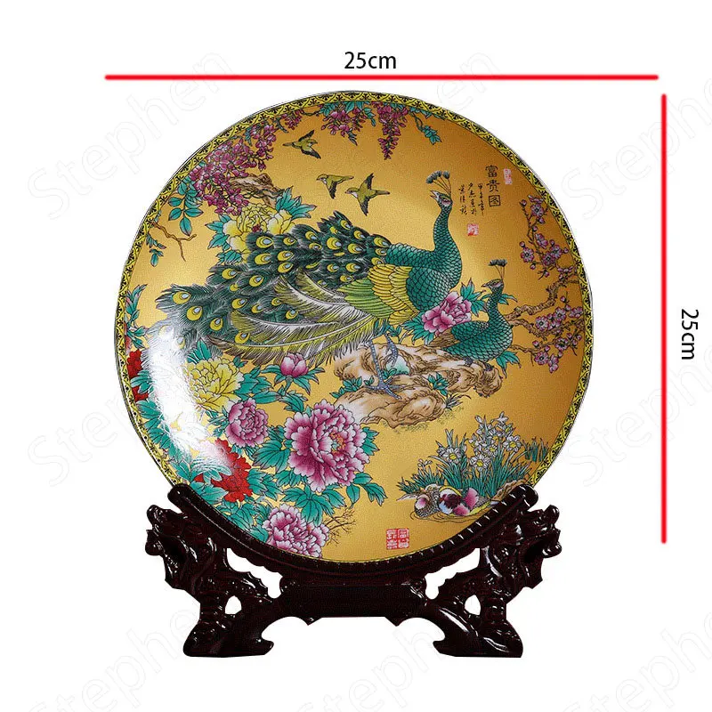 Ceramics Dish with Pastel Craftsmanship Chinese Style Porcelain Living Room Decoration Painted Art Porcelains Home Decorate 6