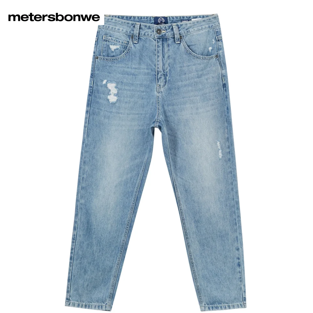 Metersbonwe Jeans Men Summer Basic Denim Pants Classic Washed Trousers Male Simple Design 100 Cotton Trousers Brand