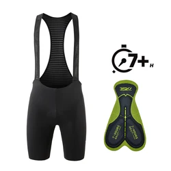 Men's Seamless Padded Pro Team Cycling Bib Shorts - Breathable Outdoor Riding Tights for 7-Hour Comfort (Black)