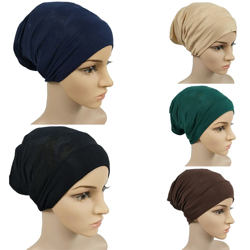 

Soft Modal Inner Hijab Caps Women Muslim Stretch Turban Cap Islamic Underscarf Bonnet Female Headband Turbante Mujer Headwear