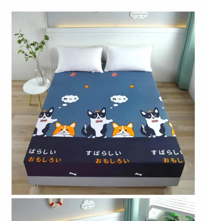 Description Picture 6 of itemPolyester Fitted Sheet Breathable Noiseless Mattress Topper Bedroom Printed Bed Cover Bed Smooth Jersey Mattress Cover 장착형 침대 시트
