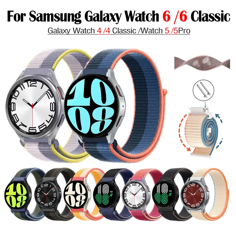 

Ремешок нейлоновый для Samsung galaxy watch 6/5/pro active 2, браслет для Huawei gt 2/3 Galaxy Watch 4/Classic Gear S3, 20/22 мм