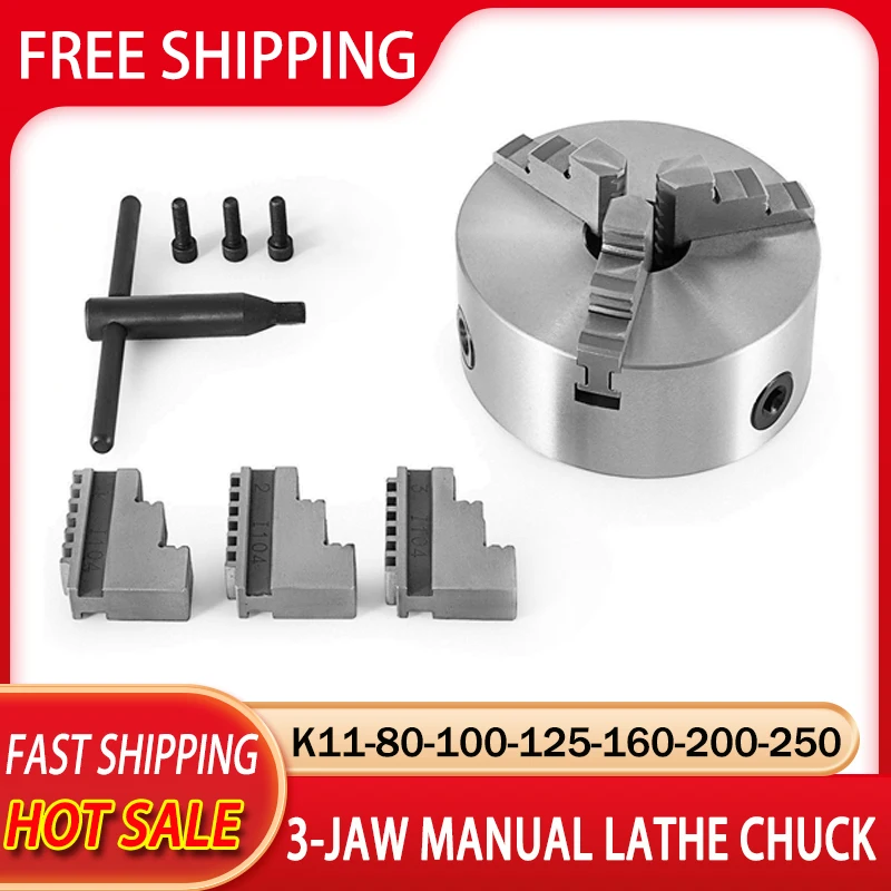 3 Jaw Manual Lathe Chuck K1180100125130160200250320 Scroll Chuck For Wood CNC Lathe Self
