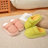 Feslishoet Winter Indoor Slippers Women Plush Keep Warm Flat Home Soft Comfort Slides Men PU Leather Waterproof Fashion Shoes 4