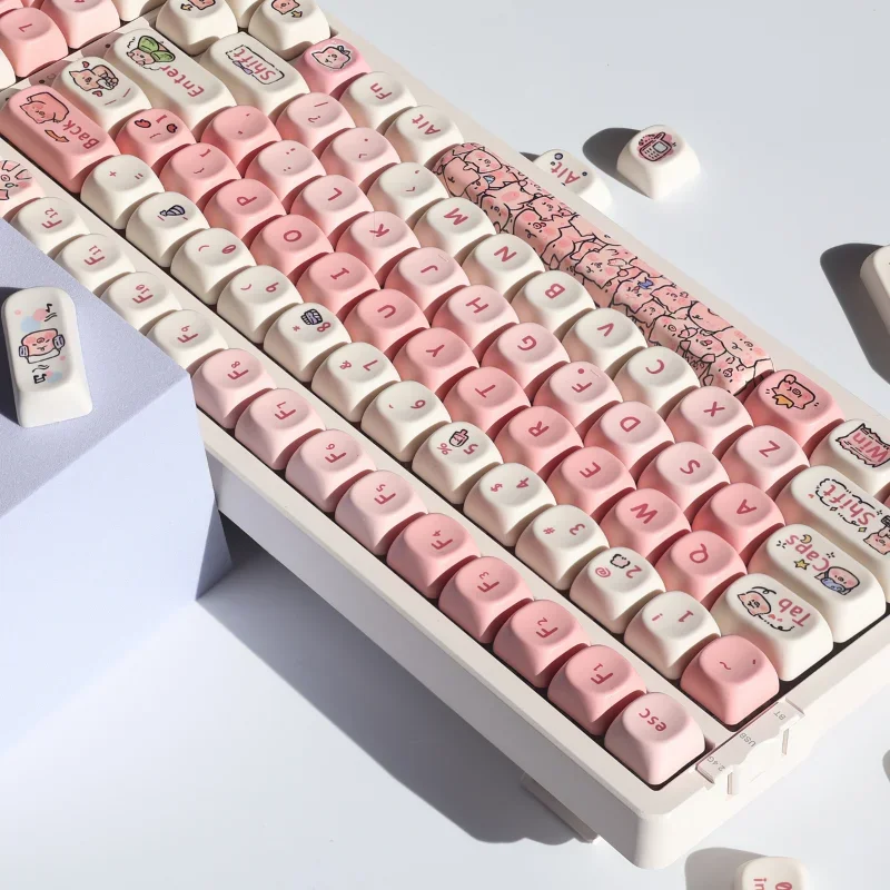 Cute Pink Pig Teclado Mecânico Moa Keycap Presente 139 Chaves Pbt Keycap Faça Você Mesmo Criativo 61 64 84 87 104 108 - Imagem 2