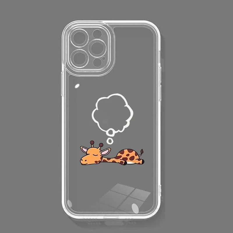 Adorable Cartoon Animal Transparent Phone Case - Soft Giraffe & Panda Design