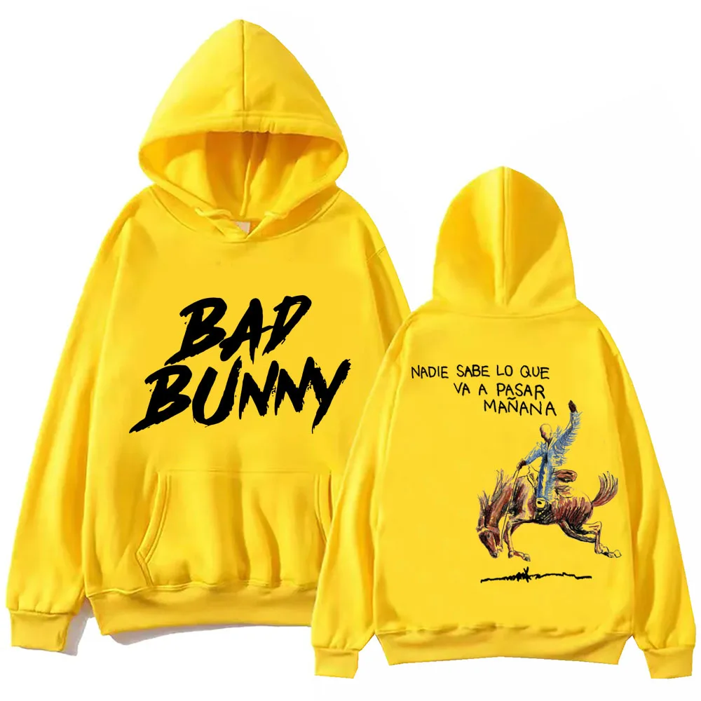 2024 Nadie Sabe Lo Que Va A Pasar Manana Bad Bunny 후디 상의, 긴 소매 맨투맨 음악 팬 선물, 용수철 여름 캐주얼