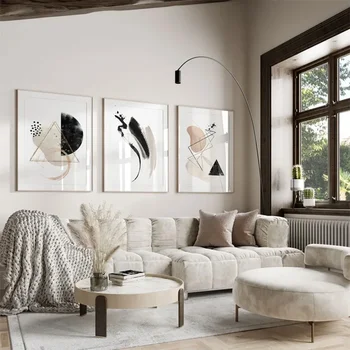 Colori chiari Arte astratta neutra Pittura su tela Moderna moda nordica Minimalista Poster Camera da letto Galleria Arte della parete senza cornice