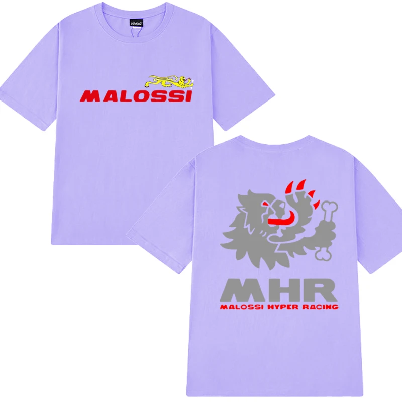 2025 New in Malossi Theme Double Sided printed short sleeve T-shirts Men Women harajuku Oversized T shirt UniCotton