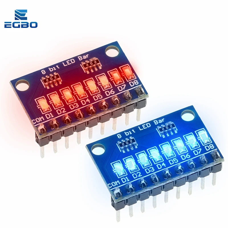 3.3v 5v 8 bit azul/vermelho comum ânodo/cátodo led indicador módulo kit ...