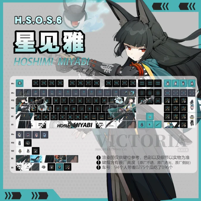 Hoshimi Miyabi keycaps mechanical keyboard five sided heat