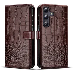 Premium PU Leather Wallet Case with Card Slots & Magnetic Closure - Protective Flip Stand Cover - Galaxy A17 (Brown)