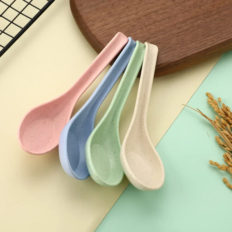 Japanese Kitchen Utensil Plastic Soup Spoon Set Creative Dessert Milk Stirring Tableware Dinner 4Pcs plastic spoon