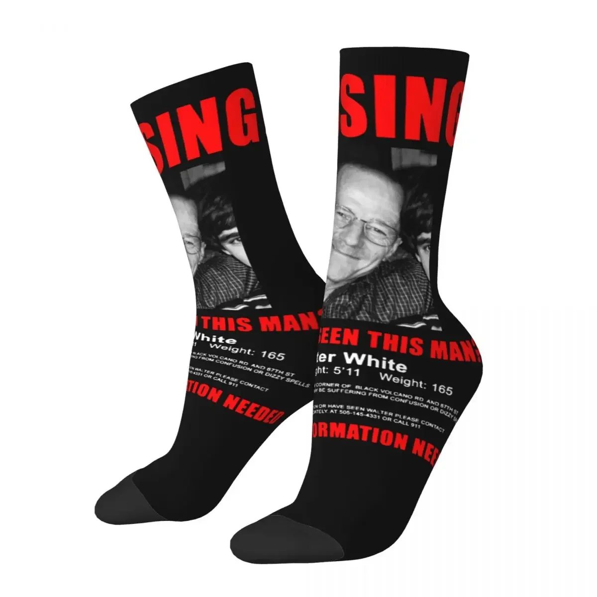 

Winter Warm Fashion Men's Women's Walter White Missing Poster Breaking Bad Socks Sweat Absorbing Socks