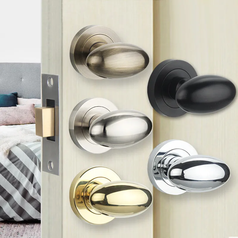 Poignée de porte ovale en forme d'œuf, superbe, sans corps de serrure, en alliage de zinc, 4 couleurs, quincaillerie pour la maison