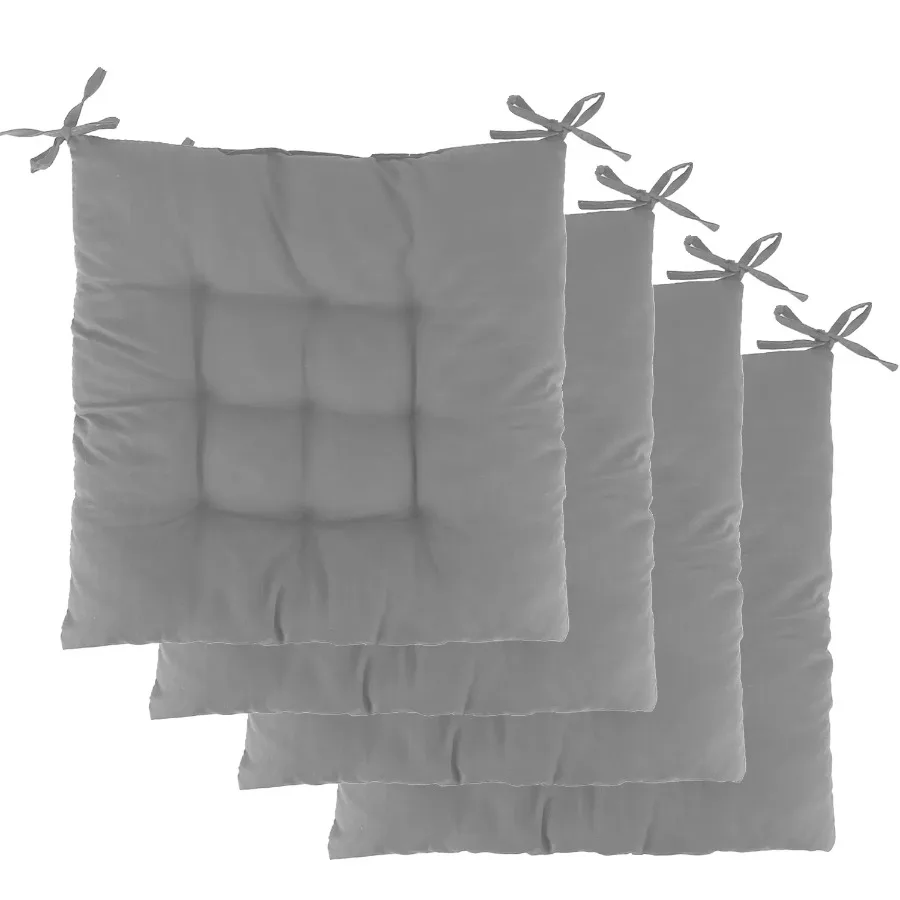 4Pcs Chair Cushion Pads Pillow Soft Tie On Square Sitting Mats For Home Office Car Sitting Travel 4