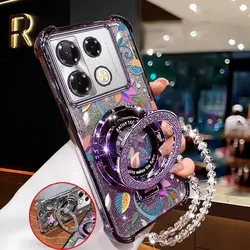 Colorful Flowers Plating Bracelet Holder Phone Case for Infinix Smart 5 (Purple)