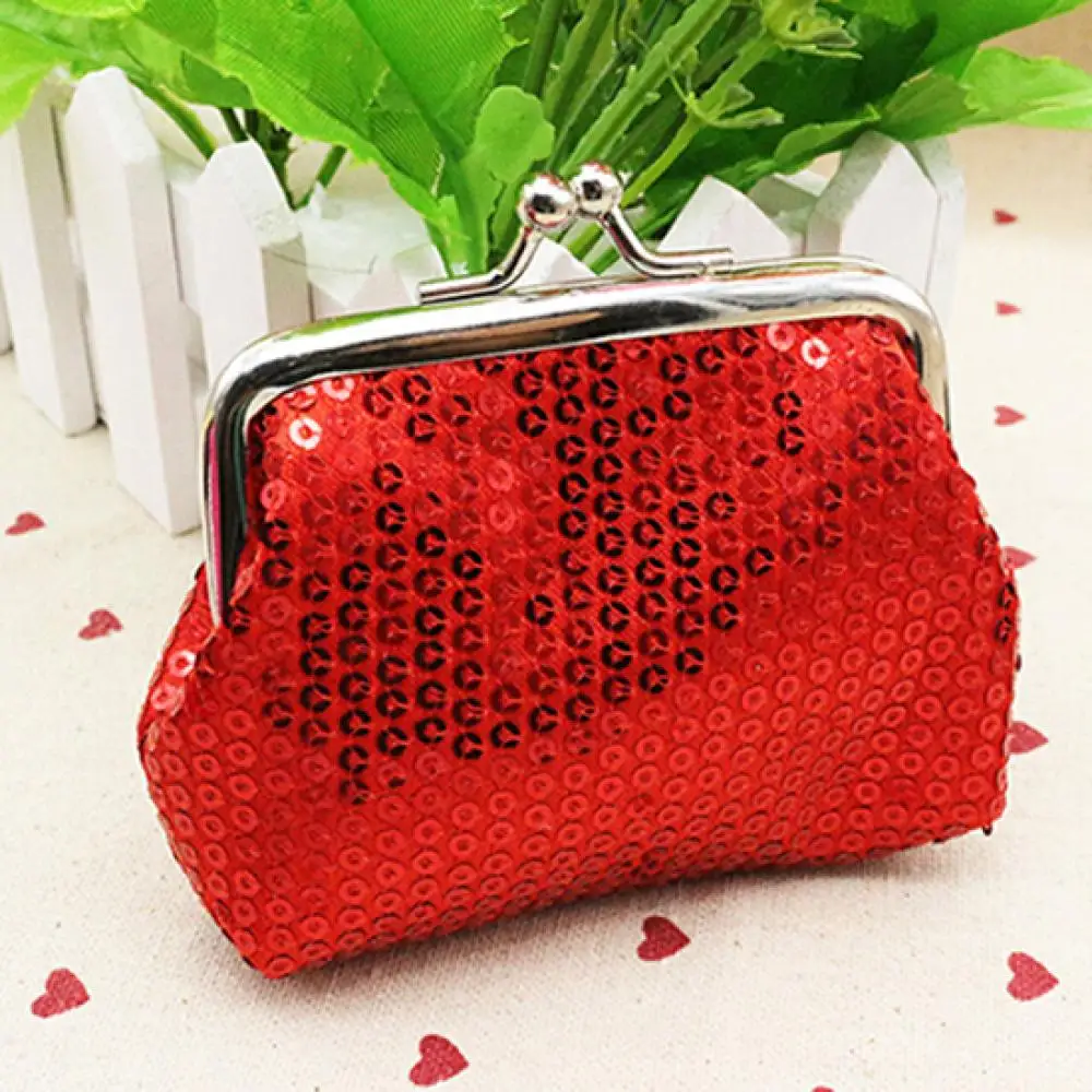 Fashion Women Sequins Buckle Mini Change Coin Purse Easy To Carry Clutch Handy Wallet Bag