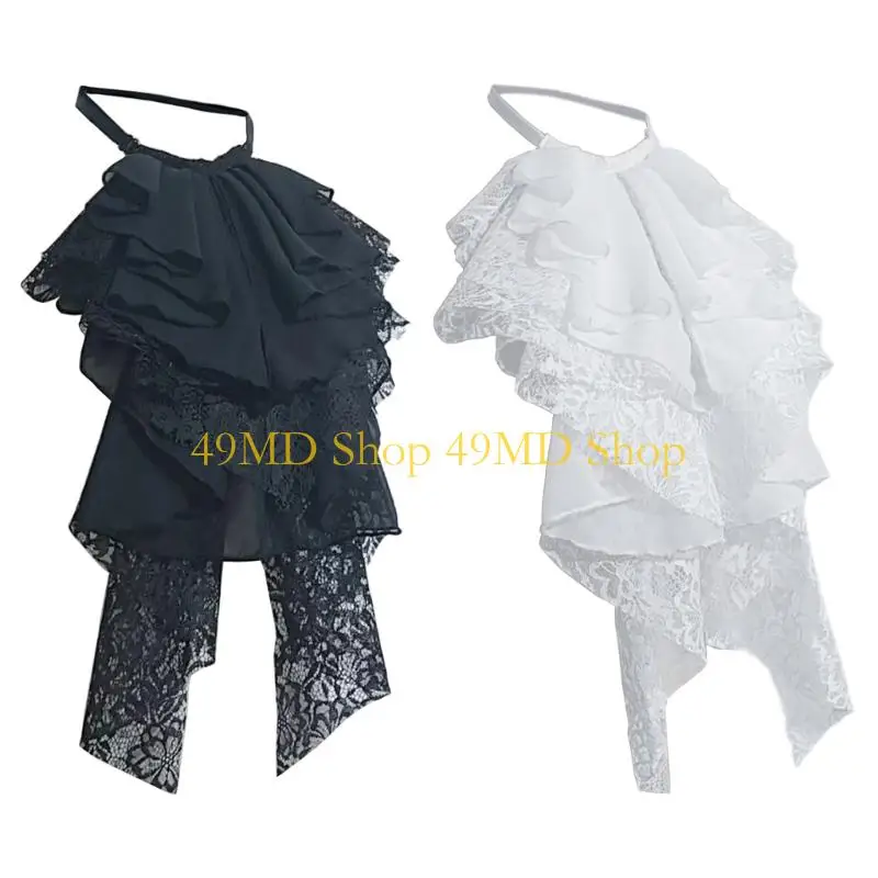 49MD Victorian abnehmbar geschichtete Lace Jabot Faux Kragen für Frauenkostümpartys – Detail 1
