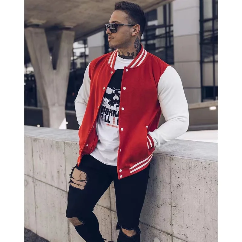 Unisex Varsity Jackets Patchwork Button Sports Coat Women Men Team Baseball Jacket Custom