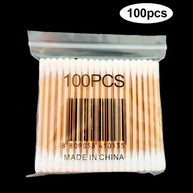Bamboo Makeup Cotton Swabs Box Transparent Cosmetics Cotton Pads Holder Plastic Container Bathroom Organizer Buds