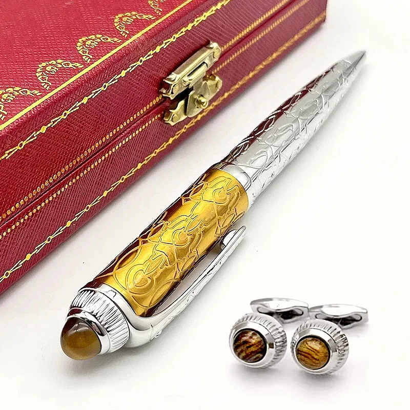 PPS Roadster de CT Luxury Brown Carved Decorative Pattern Barrel Ballpoint Pen Writing Smooth Classic Office School Stationery mbs limited edition premier 1 1 andy warhol classic ballpoint pen reliefs barrel write smoth luxury school office mb stationery